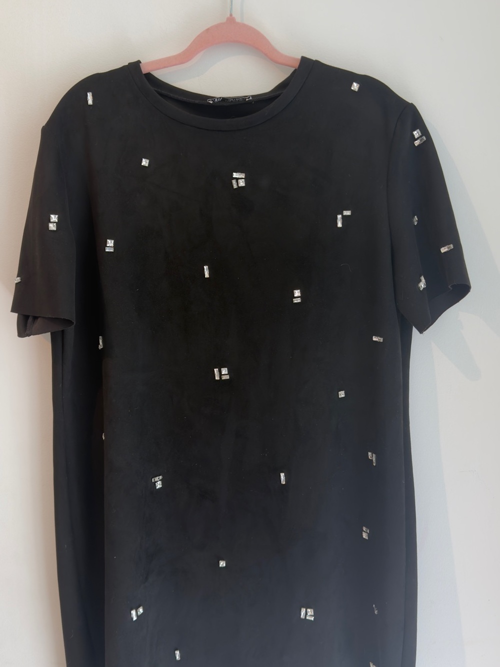 Zara Black Short Sleeve Embellished Tee - Picture 2 of 4